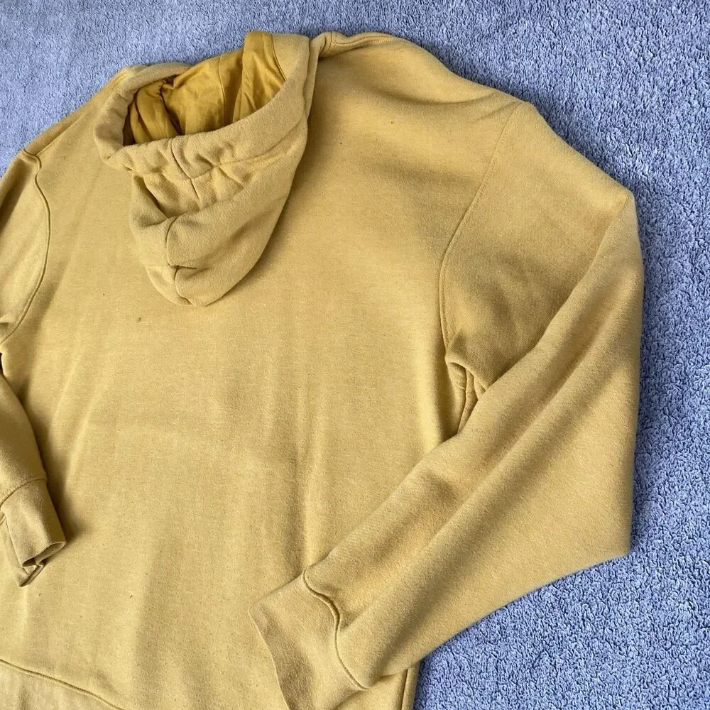 Nike Sportswear Men's Hoodie Sweatshirt Yellow Fleece Terry Cloth Lined Size L